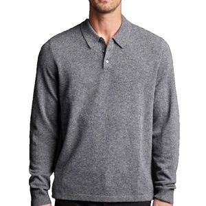 James Perse Sweater Mens Size 1 Small Long Sleeve Polo Gray 100% Cashmere